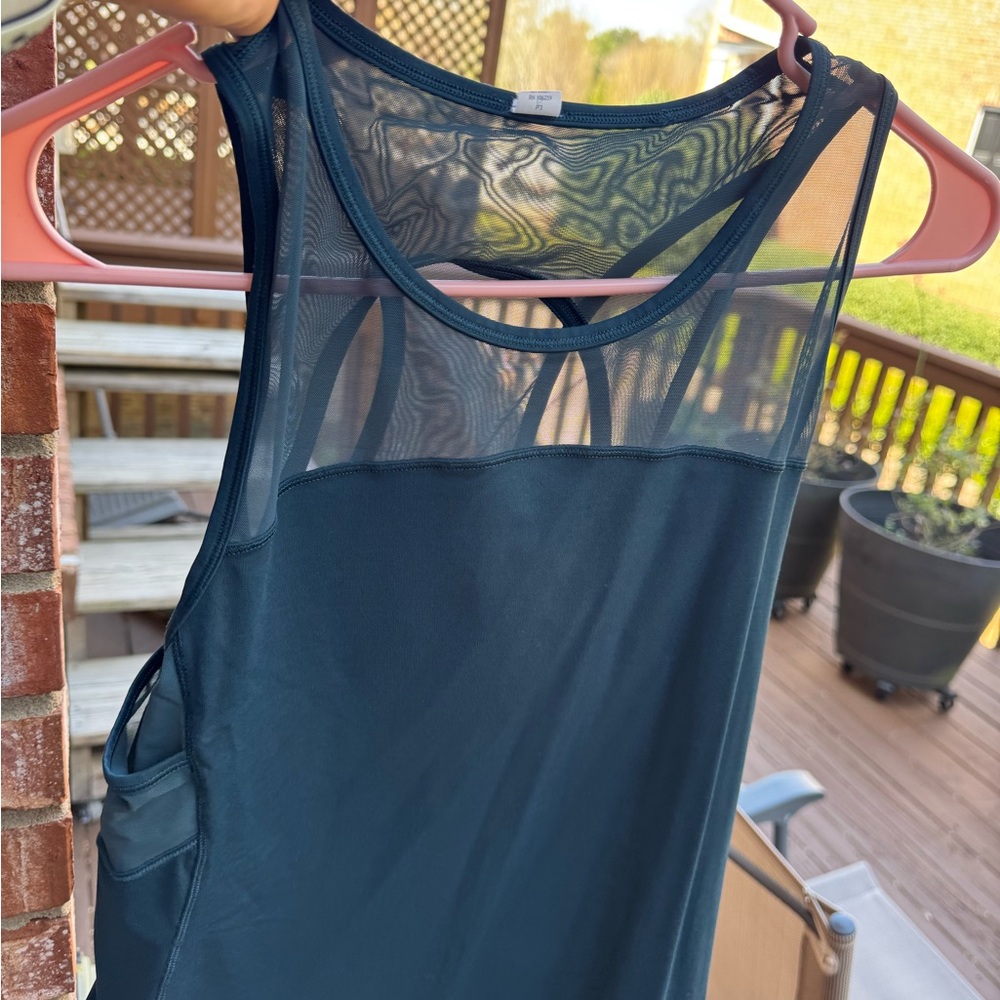 Sheer Mesh Tank Top in Dark Teal